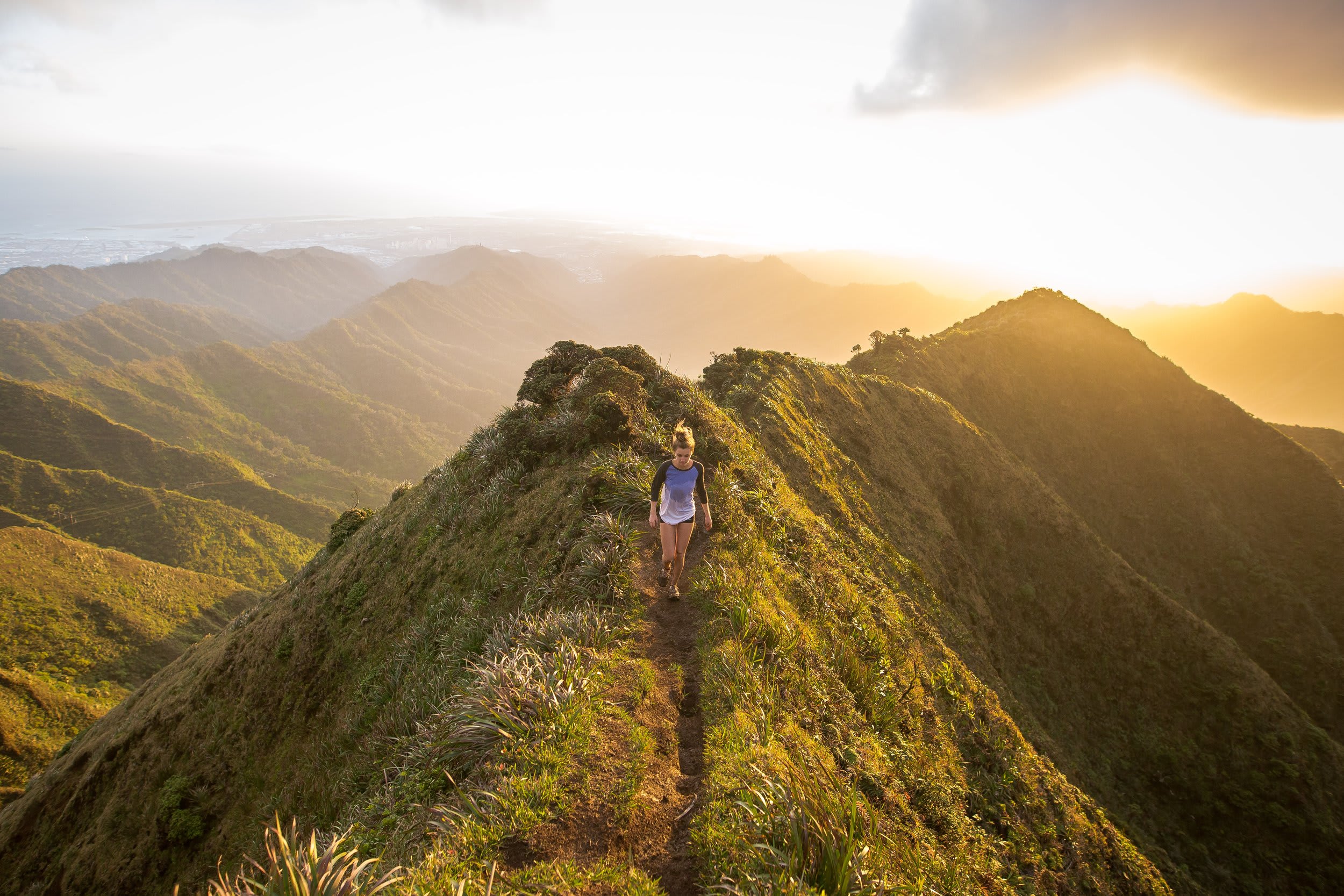 woman hiking on a mountain